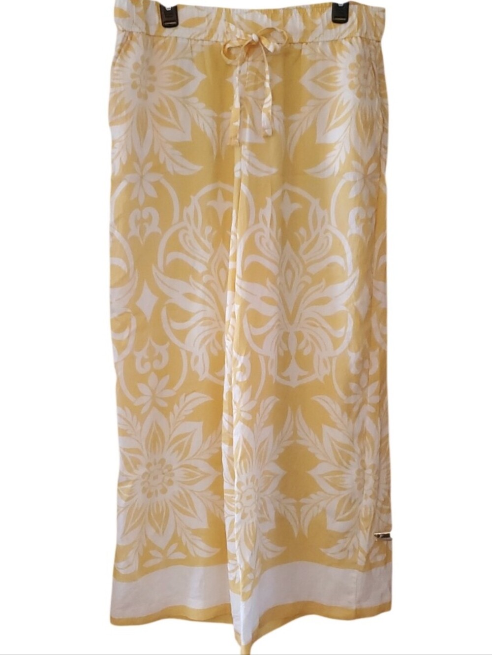 Jules & Leopold Yellow and White Floral Damask Wide-Leg Palazzo Pants Size Large